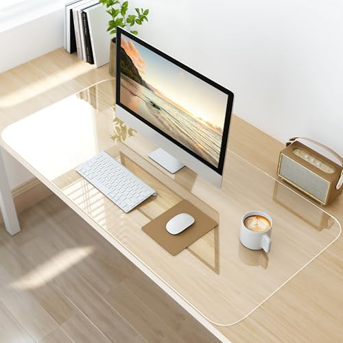 NATRKE Alfombrilla de Escritorio Transparente, Grande 70x40 cm Protector de Escritorio PVC, Estera de Escritura Antideslizante e Impermeable, Tapete de Escritorio para Ordenador para Oficina/Hogar