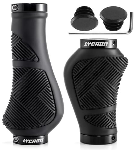 LYCAON Fahrradgriffe rutschfeste Ergonomisch Lenkergriffe, Fahrrad MTB Griffe Lenkergriffe, Fahrradlenker Bike Lenker Griffe Aluminium Doppel Lock - Scooter Mountainbike Urban Bike Road BMX (M)