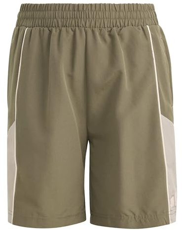 adidas Unisex Kinder Color Block Woven Shorts, Olive strata/Wonder Cargo/Crystal Linen, 13-14 Years