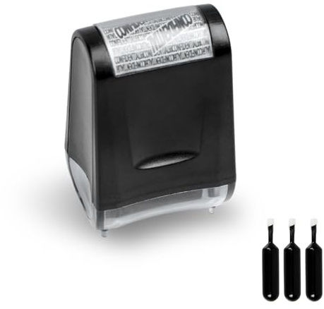 Lotnery ID Address Blocker Stamp, Confidential Roller Stamp, Identity Theft Protection Roller for Personal Data Security and Privacy Safety (Small Black + 3 Refills Ink)