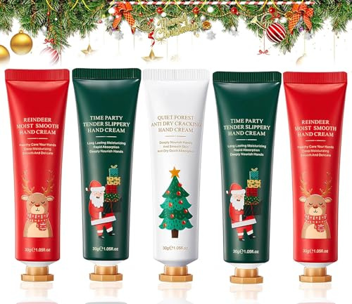 HOUSN Creme Main, lot de 5 Crèmes Hydratantes Intensives pour Mains, Petites et Faciles Transporter, Petit Coffret Cadeau pour Femmes et Hommes, Cadeau de Noël et D'anniversaire