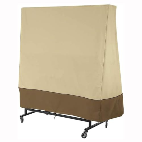 Table Tennis Table Protective Cover, Ping Pong 420D Oxford Waterproof Windproof UV Resistant Moisture Dirt Cover Zip for Many Models Outdoor and Indoor Folding Table