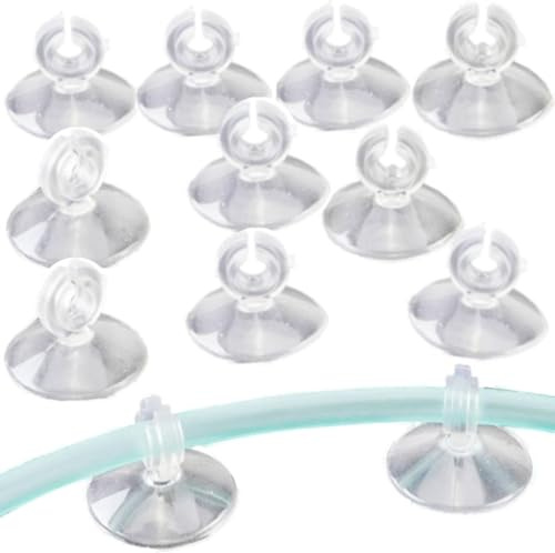 Tnyvm 10Pcs Aquarium Suction Cup Clips Set, Fish Tank Air Line Holder, Clear Plastic for Glass Fish Supples