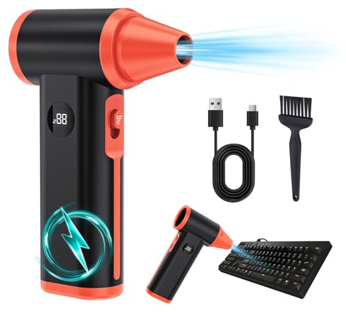 Larkeey Compressed Air Duster-130000RPM Electric Air Duster, Turbo Fan Mini Jet Super Power Electric with Fast Charging, Dust Air Blower for Computer, Keyboard, House, Outdoor and Car