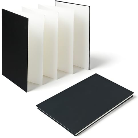 Fatiya Lot de 2 carnets de croquis portables en accordéon, 300 g/m², vierges en accordéon, 19 x 13 cm, livre Concertina à couverture rigide pour peinture, voyage, croquis en plein air (noir)