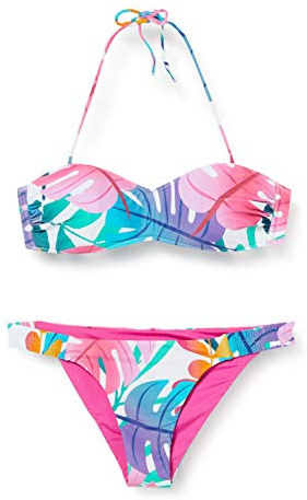 Arena Bañador 2P Allover Bandeau Two Pieces Bikini, Mujer, Pink Flmabé, 38