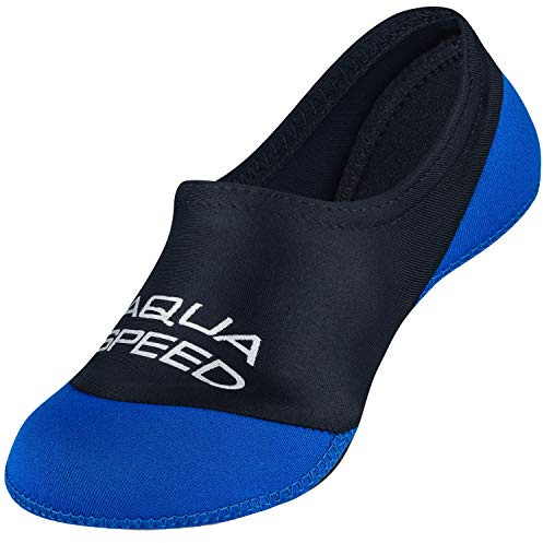 Aqua Speed Aquasocken Kinder Mädchen | Neoprensocken | rutschfeste Socken Schwimmen | Strandsocken | Neopren Socks | Badesocken elastisch | Wassersocken | Gr. 22-23 | 11 Schwarz - Blau