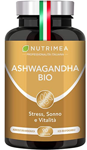 Ashwagandha Biologica KSM-66 | Con il 5% di Witanolidi | Ginseng Indiano | Stress, Mente, Sonno | Recupero Muscolare | 90 capsule
