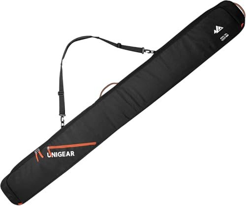 Unigear Ski Bag for Air Travel, 360° Fully Padded Protection, Water-Resistant and Durable up to 192cm for Snow Air Travel Transport (Black)