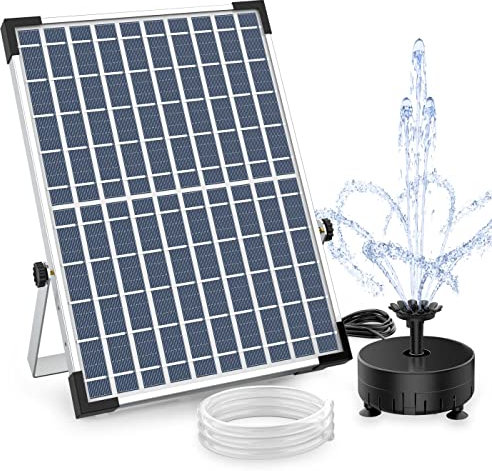 AISITIN 12W DIY Fontaine Solaire Pompe, Nouvellement Améliorée Fontaine Solaire Extérieur avec 21 Buses et 2M Tuyau Transparent Fontaine Solaire pour Bassin, Jardin