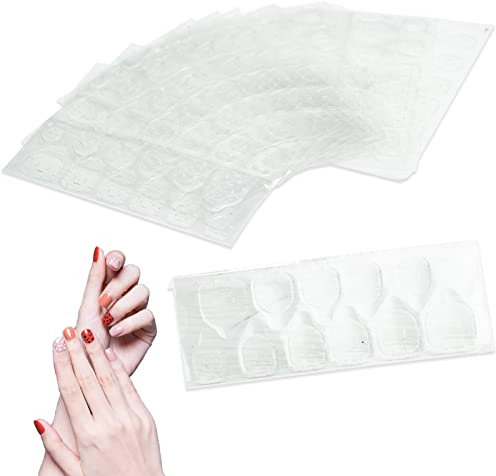 10 Hojas / 240 Piezas Adhesivo de Pegamento Para Uñas, Adhesivo de Gelatina Impermeable y Transpirable Adhesivo para uñas Postizas