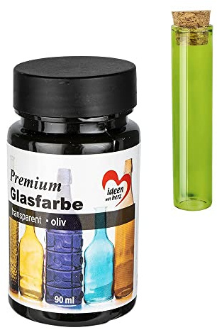 Ideen mit Herz Premium Glasfarbe | transparent | wasserfest | 90 ml (oliv)