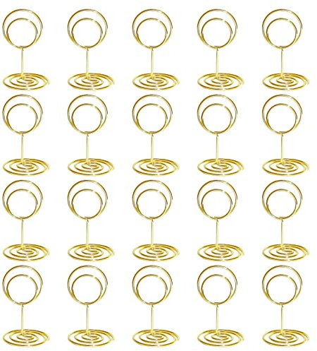 Segnaposto Porta Carte da Tavolo,20 Pcs Metallo Portacarte Segnaposto portanumero da tavolo Portanumero da Tavolo Memo Holder Clip, per Matrimonio, Festa, Ufficio, Ristorante, Scuola(rotondo)