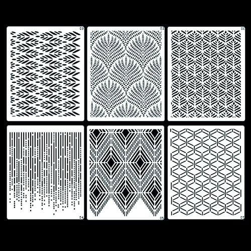 Otcmuky Cake Embossing Stencils Cake Decorating Templates Hollow Cake Buttercream Lace Printing Mold Birthday Wedding Cake Decoration DIY Tool 6 Patterns