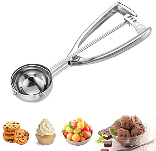 Micacorn Ice Cream Scoops, Ice Cream Scoops with Easy Trigger, 5cm Heavy Duty Icecream Scoop 304 Stainless Steel Scoop Baking Scoopers Melon Baller Scoop for Fruit Ice Cream Mashed Food