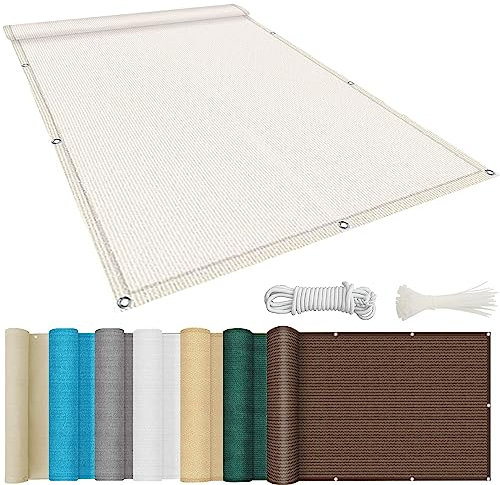 YANHONG Recinzione Copertura per Balcone 140x300cm(55x118inch) Recinzione Copertura Schermante per Balcone Privacy Resistente alle intemperie per Recinzione, Bianco