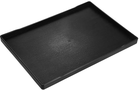 uxcell Serving Tray Small Black Mini Tray 10 x 13.4 Plastic Rectangular Wooden Serving Trays Decorative Ottoman Platter for Breakfast Kitchen Bathroom
