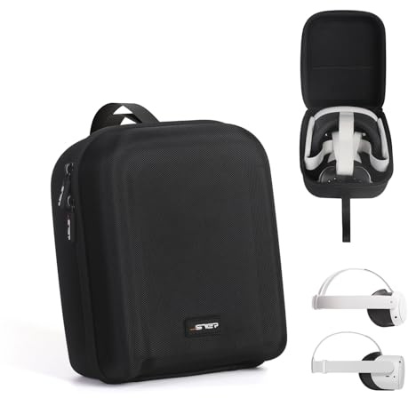 JSVER Custodia per Quest 3 Custodia Rigida Portatile per Oculus Quest 2/3/per Quest 3S, Custodia da Viaggio VR Headset Gamepad Controller e Accessori, Nero(Non Compatibile con Elite Strap)