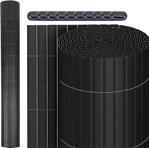 Enjoy-Quality EQ PVC Sichtschutzmatte - Sichtschutz Sichtschutzzaun Balkonverkleidung Zaunblende - UV-Beständiger Windschutz für Garten Balkon Terrasse (100 x 500 cm, Antharzit)