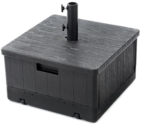 Home Zone Living 119lbs 21 Square Heavy Duty Planter Umbrella Base w/Rolling Wheels & Water Weight Bag for Patio Pool Backyard, Convertible as Table or Planting Box, Supports Up to 11 Ft Umbrella