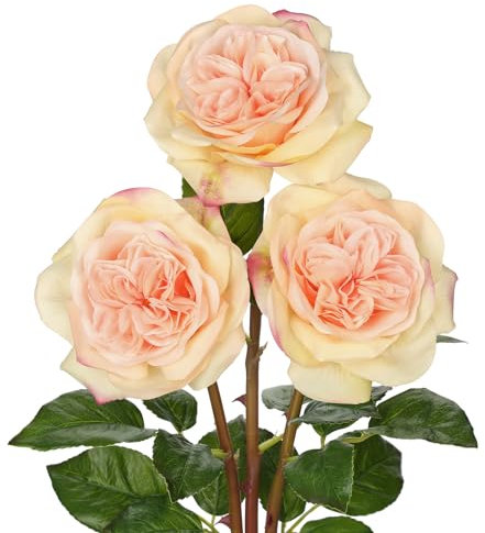 Grandes roses artificielles de 11,9 cm – Lot de 3 fleurs en soie à longue tige au toucher réaliste, fleurs artificielles de 62 cm pour décoration d'intérieur, bouquets de mariage, centres de table et
