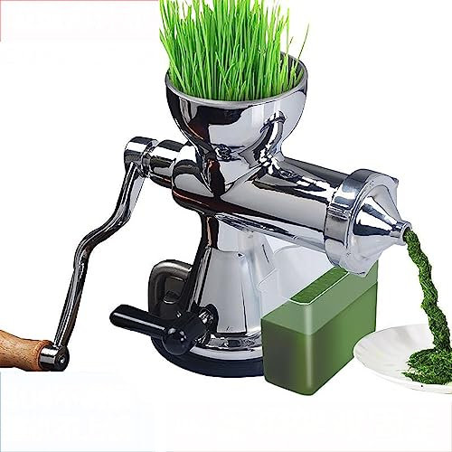 KJHYYPP Manual Wheatgrass Juicer, Stainless Steel Hand-cranked Vegetable Fruit Juicer W/Suction Cup Base Desktop Clamp for Juicing Wheatgrass, Celery, Spinach, Fruit