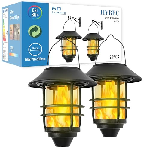 HYBEC - Lampe Solaire Suspendue Exterieure, Lanterne Solaire Exterieur Jardin, Lanternes D'Extérieur, Grande Lanterne Solaire Exterieur Jardin (Pack 2)