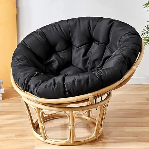 Rundes Papasansessel Kissen Schwarz 140 x 140 cm Polyrattan Hängesessel Kissen für Komfort und Stil