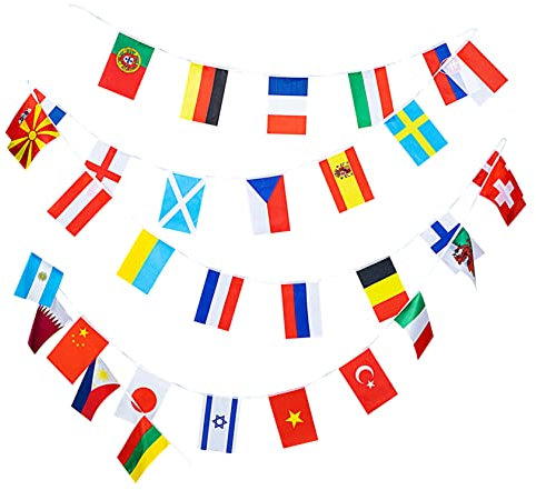 TOKIDNY Internationale änderflaggen Girlande 32 änder Buntbanner Für Partys Und Feste Dekoration Für Sportveranstaltungen Und Feiern Flaggenkette Für Weltmeisterschaft Und Events