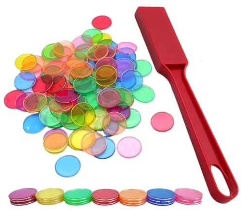 JOZMMZEOOA 101 Set di Chip per Bingo Magnetico, per Bambini, con Chip da Gioco 100 Bingo e 1 Penna Bingo, Chip in plastica da 17 mm, per Pratica Matematica (101)