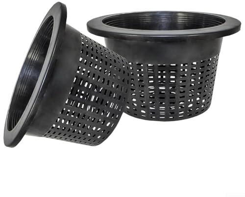 GLOBALHUT 10-Inch Wide Lip Bucket Basket Round Mesh Pot For DWC Hydroponics 5 Gallon Bucket Lid Water Planting System For Tomatoes, Lettuce, Spinach, Strawberries