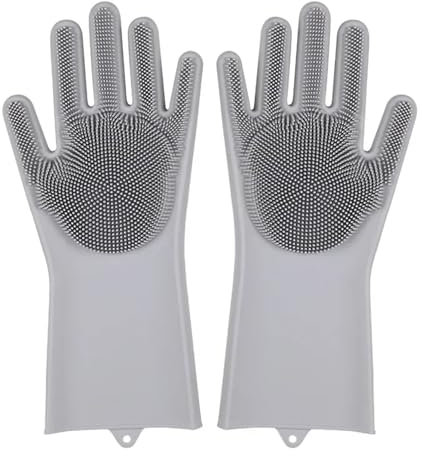 MWAHJU Guantes De Limpieza Guantes de limpieza for lavavajillas, esponja de goma de silicona, herramientas de limpieza for el hogar, 3 uds. Para Uso DoméStico(Gray)