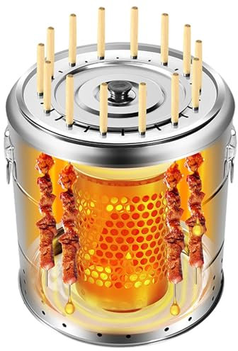 WPWSDWMX Affumicatore Verticale, Barbecue a Carbonella, Smoker BBQ con Cornice in Acciaio Inox e Accessori per Picnic, Watersmoker(34 * 36.5cm/13.4 * 14.4in)