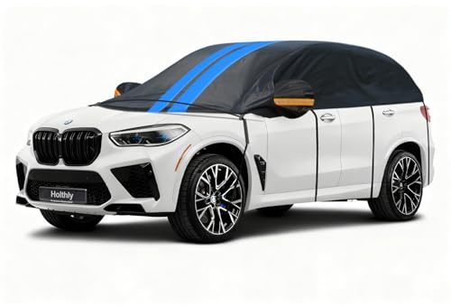 Holthly Halvgarage för bil vinter SUV, personbil halvgarage ovansida vattentätt ventilerande bilskydd, presenning halvskydd för regn damm snö. Vikgarage för SUV/4 x 4. (upp till 460 cm) YM