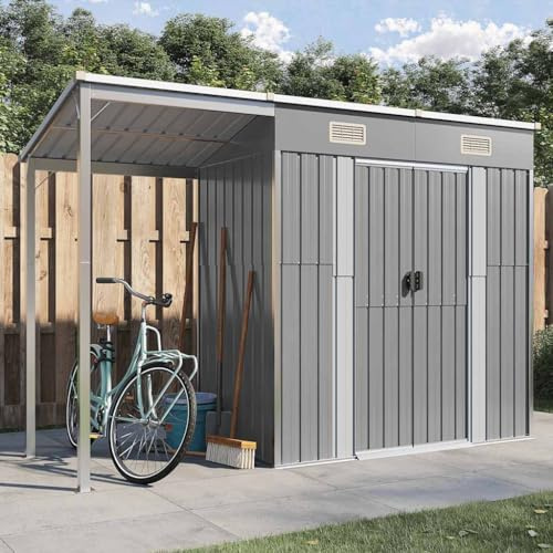 Générique Abri de Jardin avec Toit prolongé Gris Clair 277x107x181 cm,Maison & Jardin,Pelouses & Jardins,Vie en extérieur,Structures extérieures,Cabanes & abris de Jardin,Gris,41.56 KG,364525
