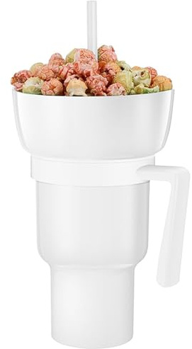 Vaso y cuenco - Taza de bebida con un cuenco de aperitivos en la parte - portátil para beber y comer para adultos bebé al aire libre viaje camping picnic playa y fiesta