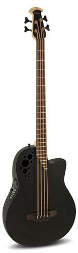 Ovation E-Acoustic Bass Pro Series Elite B778TX Mid Cutaway - 4-String - Solid A-Grade Sitka Spruce Top - Lyrachord Body - Strings Adamas Nuova Coated - Black Textured - B778TX-5-G