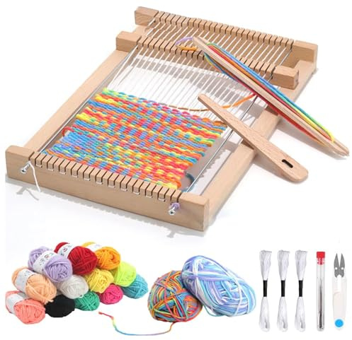 QSLKI Holz Métier à Tisser En Bois, 21.8 * 19 * 3 cm, Cadre à tisser en bois, Set Cadre Tissage Bois DIY, Métier à Tisser Artisanal, Kit De Métier à Tisser DIY Pour Adultes, Enfants Et Débutants
