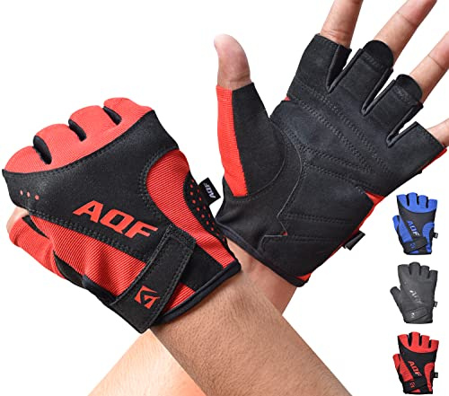 AQF Gant Musculation Respirant Ultra-Légers pour L'entraînement, Le Fitness, Le Cross-Training, Le Bodybuilding Gants De Fitness (XXL, Rouge)