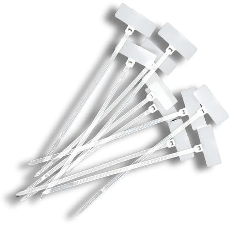 100x Kabelbinder mit Textschild 20x9mm 110 x 2,5mm Weiß Natur 8kg PA6.6 Polyamid Industriequalität