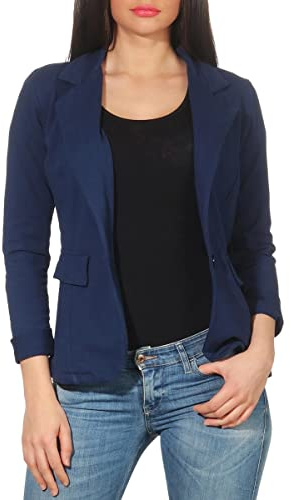 Malito Donna Classico Blazer Basic-Look Jersey Giacca 1654 (Blu Scuro, S)