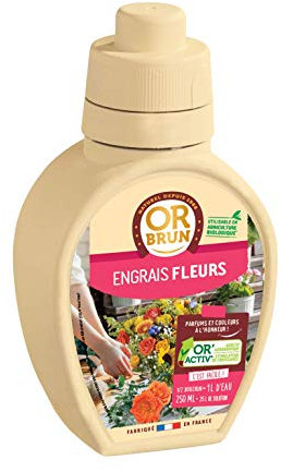 OR BRUN Engrais Fleurs - 250ml - Renforce Les Plantes & Améliore La Floraison - Fabriqué En France - Utilisable En Agriculture Biologique OBRECLFLEURS250