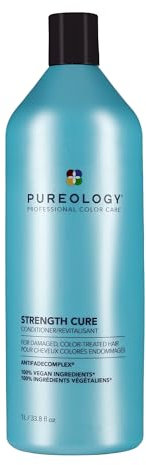 Pureology Strength Cure Strengthening Conditioner, For Damaged, Colour Treated Hair, Vegan Formulas, Sulphate Free for a Gentle Cleanse