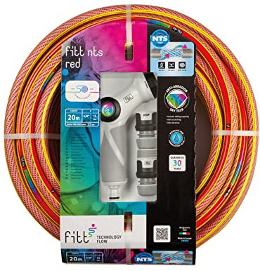 FITT NTS Red 5/8 (15mm) Tubo 20m per Irrigazione Giardino, Robusto e Malleabile per Uso Intensivo con Pistola Multigetto e Raccordi