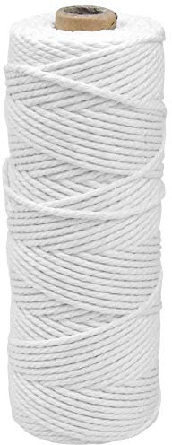 100M Blanco Macrame Cuerda Cordel de Algodón, 2mm Cordón Hilo Macrame, Cuerda Trenzada de Algodón, Hecha a Mano Craft Cuerda para Envolver Regalo Costura DIY Artesanía Decoración Bohemia