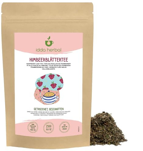 Feuilles de Framboisier (250g), Thé en Vrac, Feuilles de Framboisier Délicatement Séchées, 100% Naturelles et Pures pour la Préparation de Tisane, Thé aux Feuilles de Framboisier, Infusion