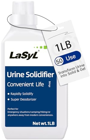 LaSyL Super Absorbent Powder - 50 Use, Solidify Body Fluids in 1 Min - Easy to Port Waste Liquid - for Camping Portable Toilet, Bedside Commodes, Pet Toilet etc-1LB