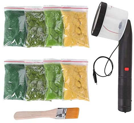 Mocoli Mini flocado de hierba estática, aplicador de mini máquina de flocado de cuatro colores, aplicador de ABS con mango antideslizante para modelado escénico de bricolaje