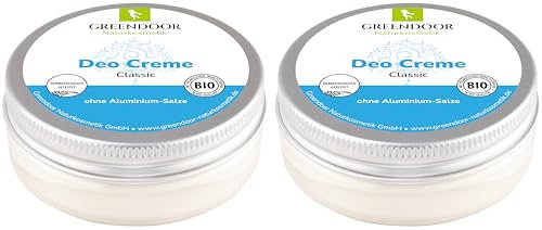 GREENDOOR Deo Creme ohne Aluminium 2er SPARPACK, 100ml Natur Creme Deodorant, natürlich ohne Aluminium-Salze Alkohol Parabene Palmöl, Aloe Vera Naturkosmetik, Deocreme Cremedeo