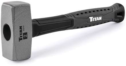 Titan 63242 - Martillo de perforación de 2 libras, cabeza de acero forjado, martillo de trineo con mango de fibra de vidrio absorbente de impactos de 11 pulgadas con agarre texturizado